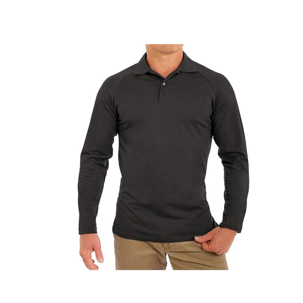 Comfortably Collared Men’s Long Sleeve Black Fitted Shirt Size L
